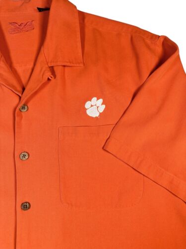 Eagle Dry Goods Silk Clemson Tigers Button Up Short Sleeved Shirt Mens Size L - Picture 3 of 10