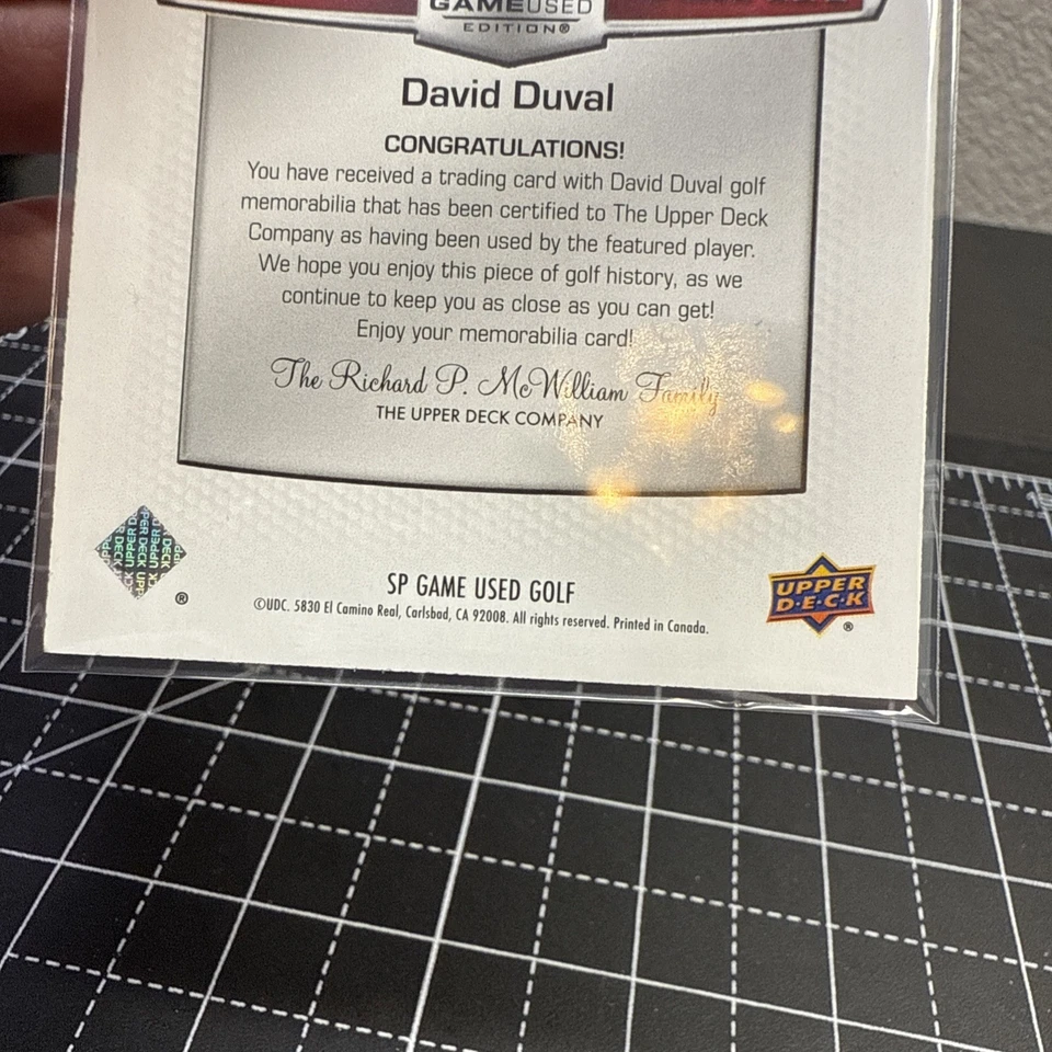 2024 Upper Deck SP Game Used Dual Relic Tour Gear, Logo! , David Duval. 1/5 - Image 4 of 4