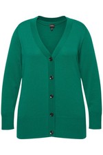 Ulla Popken Damen große Größen Strickjacke V Ausschnitt Knopfleiste