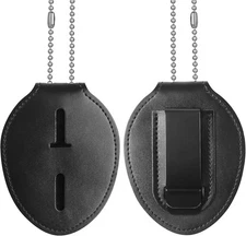 Uniclife Police Badge Holder, Cowhide Law Enforcement Oval, Black 
