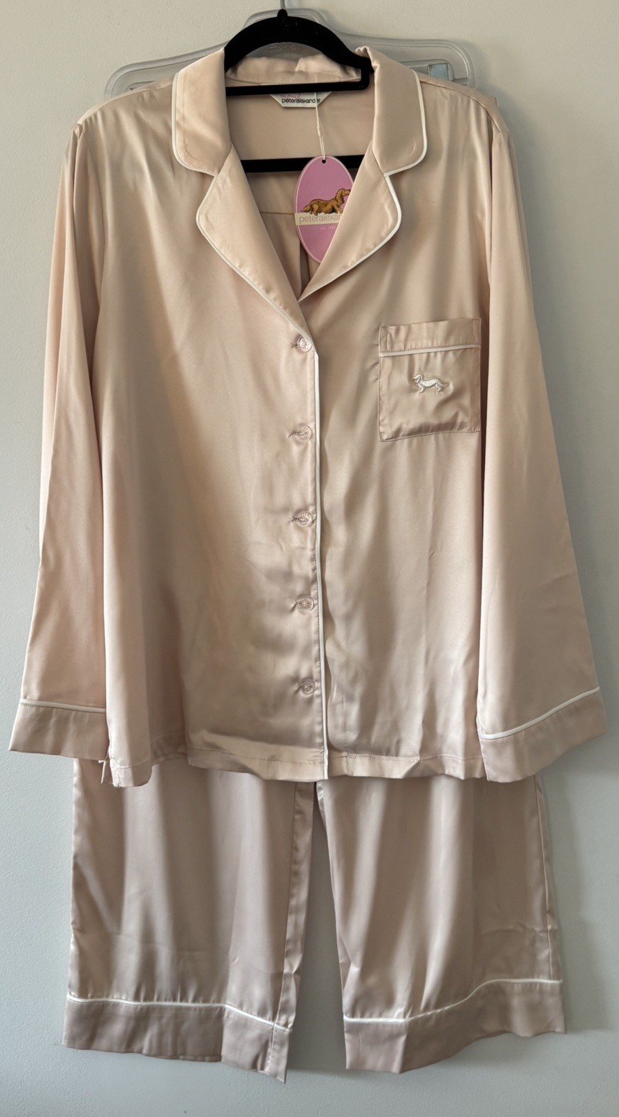 Peter Alexander Womens UK 🇬🇧 Release Nude Satin PJ Set Size Medium RRP$129