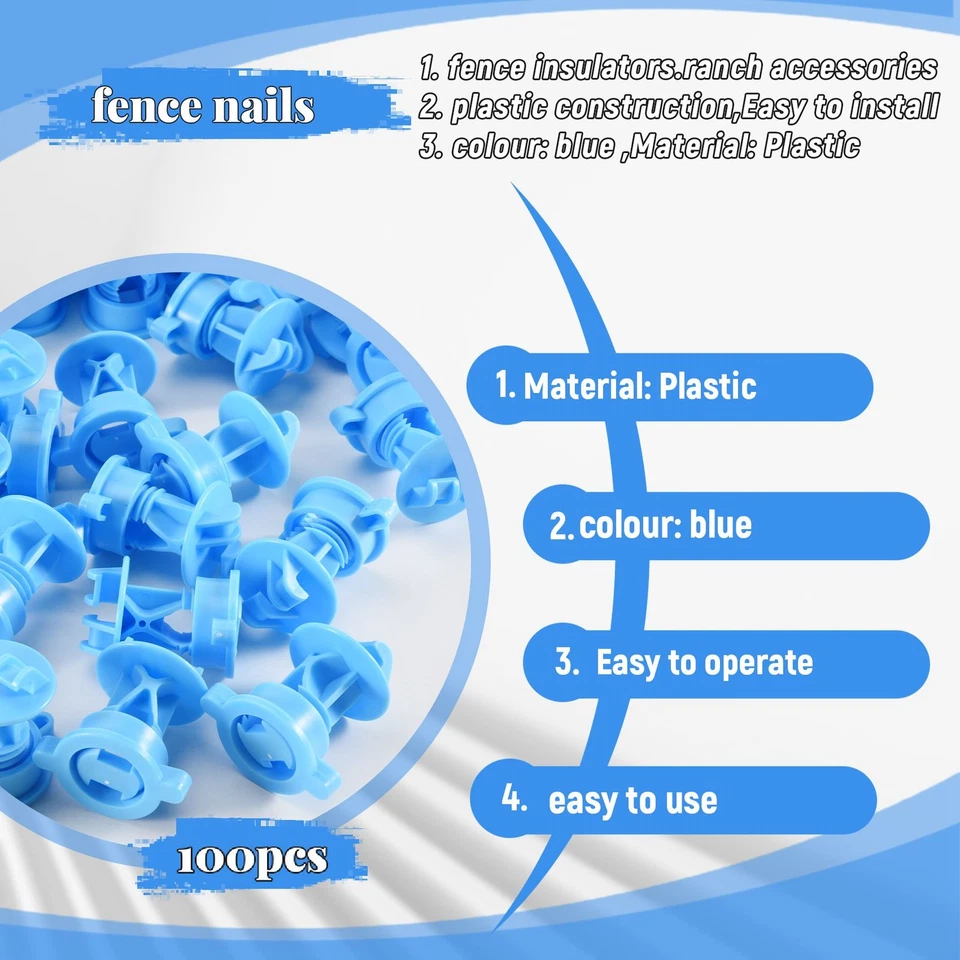 2X(100 Pezzi Recinzione Elettrica Isolatori Filo Impulso Recinzione Elettronica Accessori M6408 - Immagine 3 di 4