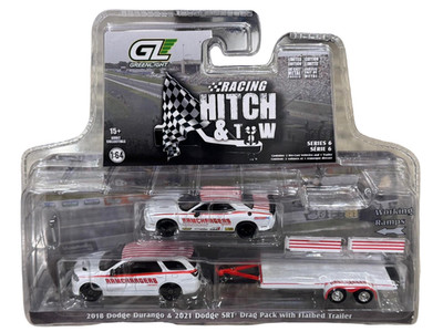 Greenlight 2018 Dodge Durango & 2016 Dodge Challenger SRT Hellcat & Trailer 1/64