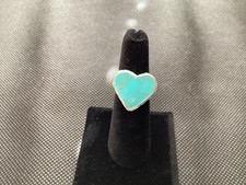 .925 Sterling Silver Turquoise Ring Heart Shaped Size 6