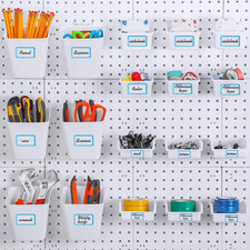 Uiifan 18 Set Pegboard Bins Kit Plastic Pegboard Cups with Metal Hooks Wall Cont