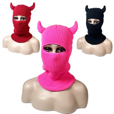 Horns Full Face 1 Hole Balaclava Knitted