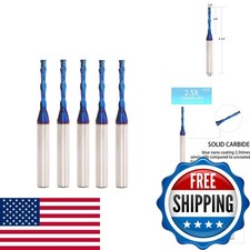 5PCS Spiral Router Bits Up/Down Compression 1/8" x 1/4" Solid Carbide CNC End