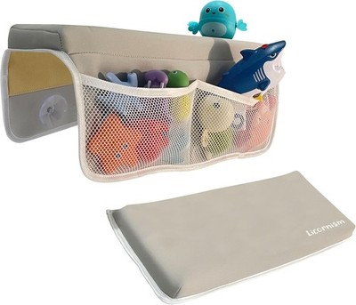 Bathtub Kneeler and Elbow Rest Pad Set Baby Bath Pet Dog Gray 17 inch