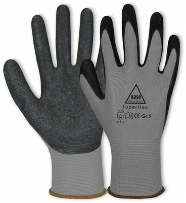 HASE SAFETY GLOVES Latex-Arbeitshandschuhe Superflex, EN 388, EN 420, Größe 8