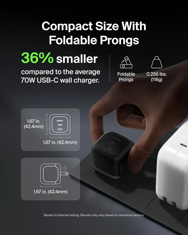 Belkin USB C Charger Block 65W with USB C Cable PD3.1 PPS Fast Charging, Black - Image 3 of 4
