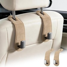 2 Pack Car Headrest Hooks, Suede Wrapped Metal Hanger for Bags