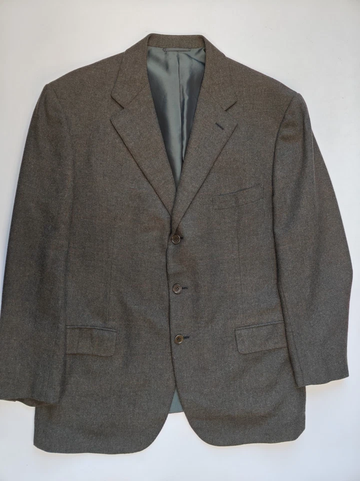 🇮🇹 Saint Andrews Men's Olive Check Wool Cashmere 3 Button Sports Coat Italy - Image 4 of 4