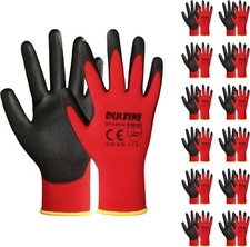 Durable Red Seamless Knit Gloves with PU Coating - 12 Pairs for Versatile Use