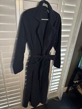 L.L. Bean NAVY BLUE Fleece Lounge Wrap Robe Pockets Women's size L