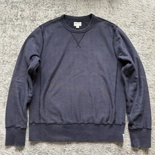 TODD SNYDER BLUE GARMENT DYED FRENCH TERRY SWEATSHIRT MENS MEDIUM
