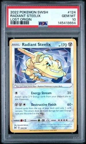 2022 POKEMON SWORD & SHIELD LOST ORIGIN #124 RADIANT STEELIX LOST ORIGIN PSA 10