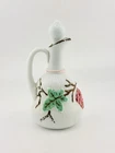 Vintage Milk Glass Cruet Hand Painted Grapes Vinegar Oil Decanter C1