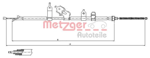 Hinten Rechts Metzger 17.1081 Seilzug, Feststellbremse FüR Toyota-image