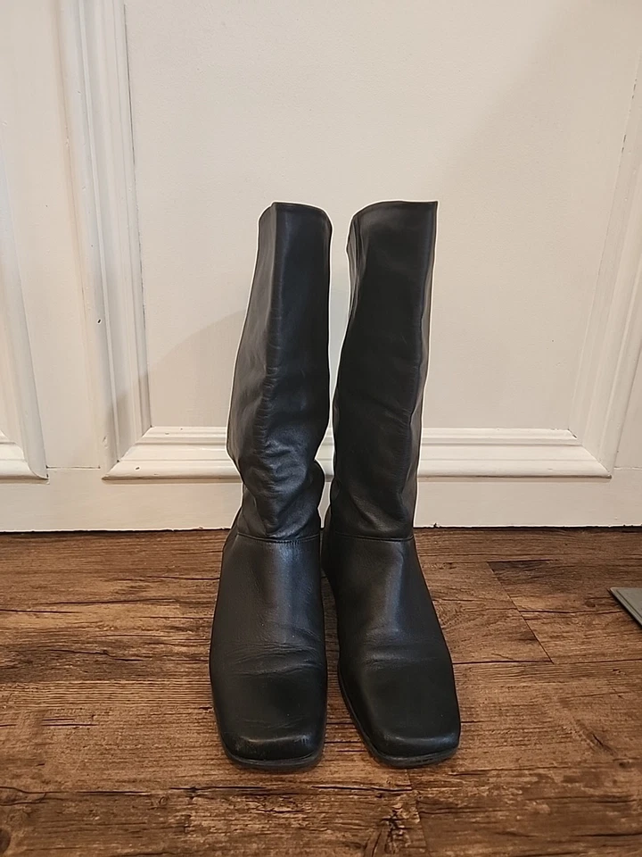 LifeStride Boots Womens Black 9 Leather Mid Calf Shoe Pull On Fashion 895L88 - Image 2 of 4