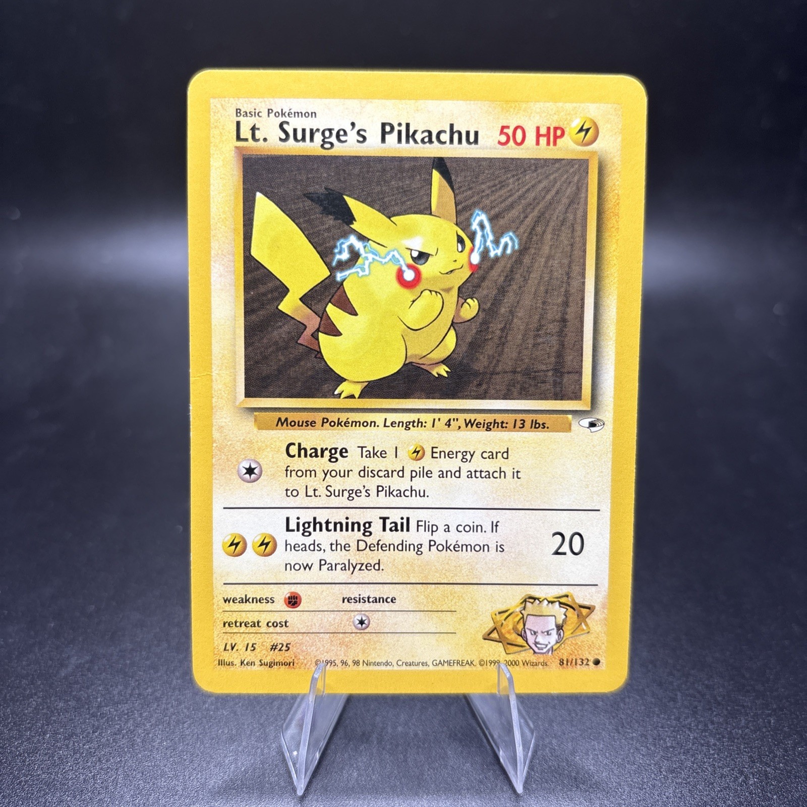 Lt. Surge's Pikachu 81/132 Gym Heroes Series Common Pokemon Card 1999-2000 LP -j