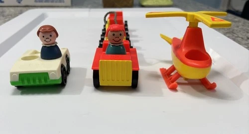 Fisher-Price Little People Jet Fuel Tanker Helicopter Cars Vintage Vehicles Set