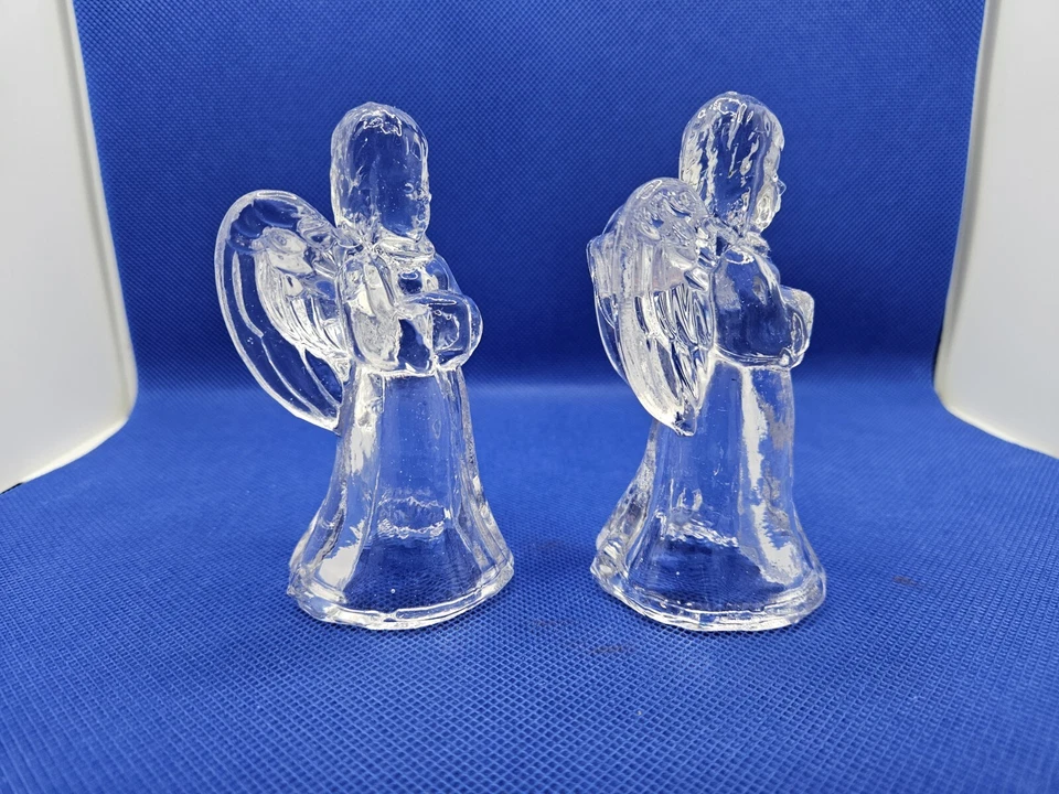 Par de candelabros cónicos de cristal transparente para ángel decoración de Navidad Foto 2 de 4