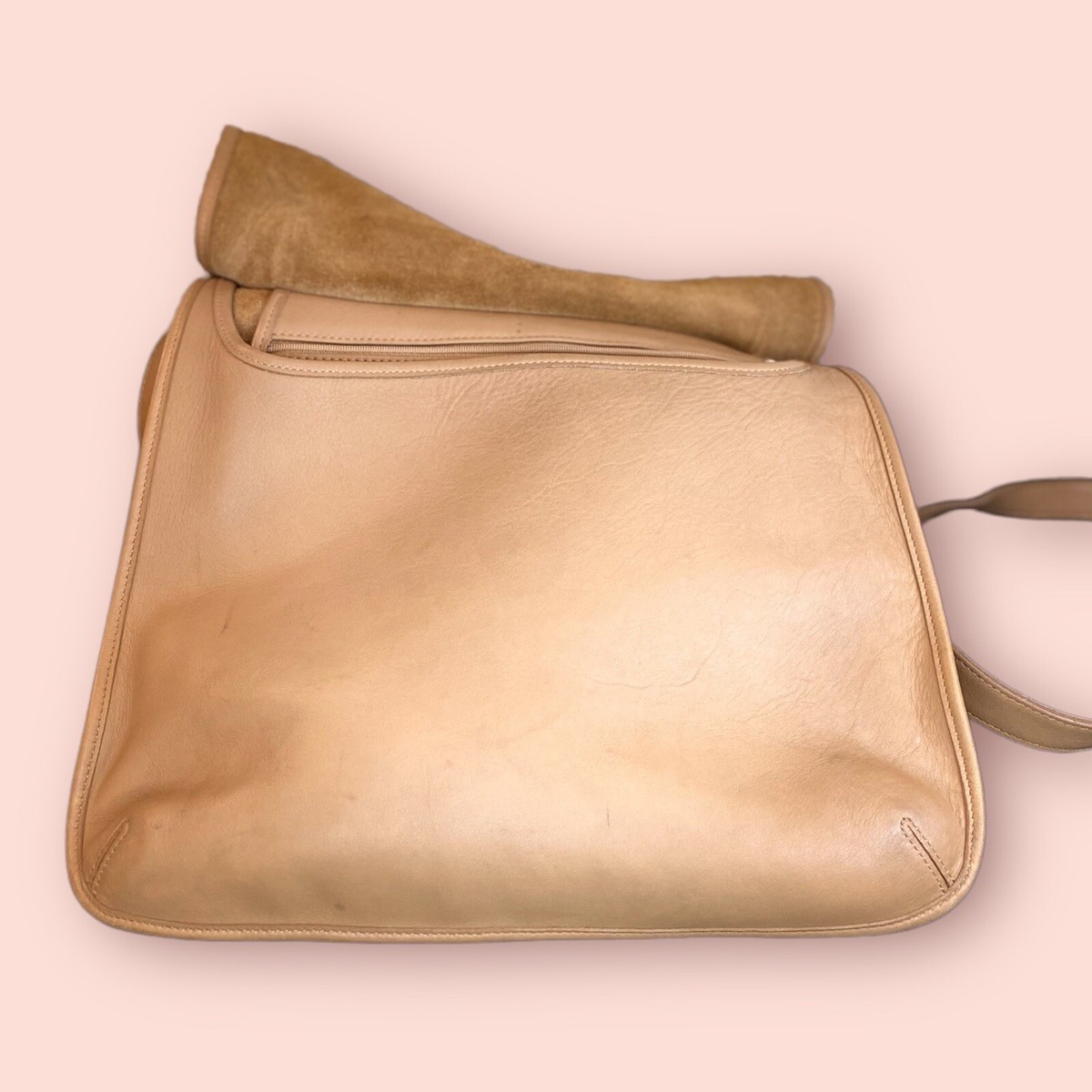 COACH Vintage 9134 Large Tan Leather Hippie Flap Saddle
