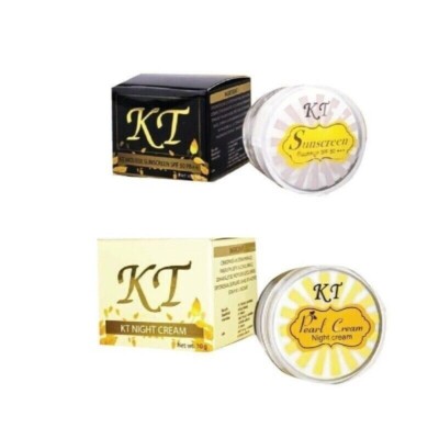 KT  Pearl Whitening Day & Night Cream Anti Acne Dark Spots Baby Face 10g x 2 set