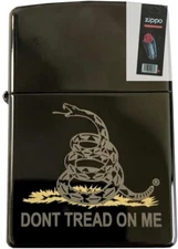 Zippo 66822 Dont Tread On Me Rattlesnake Gadsden Flag Lighter + FLINT PACK