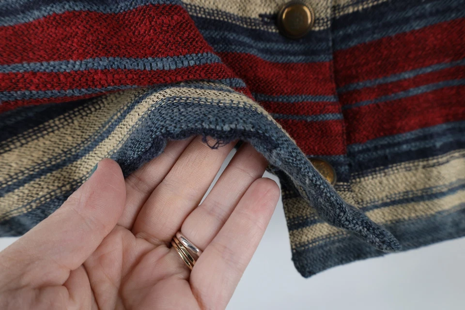 Vtg 90s Streetwear Womens Medium Striped Fiesta Blanket Button Vest Jacket USA - Image 4 of 4