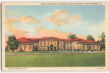 Postcard Girl's Dormitory, Louisiana State University, Baton Rouge VTG VPC02.