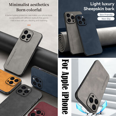 For Apple iPhone 16 15 14 13 12 11 Pro Max Retro PU Leather Soft TPU Case Cover