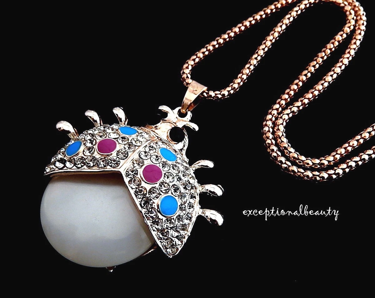 Rose gold ladybug necklace deals