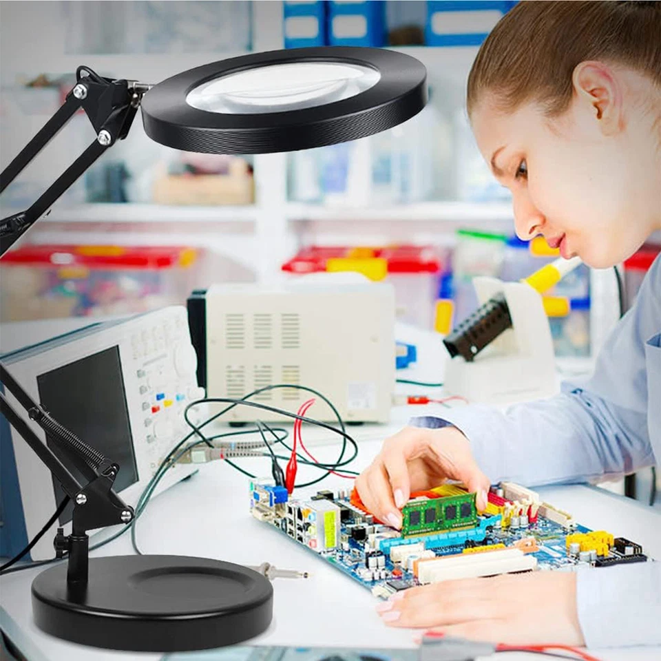 10X LED Magnifier Glass Desk Lamp With Light Stand Clamp Beauty Magnifying Lamp - Image 4 of 4