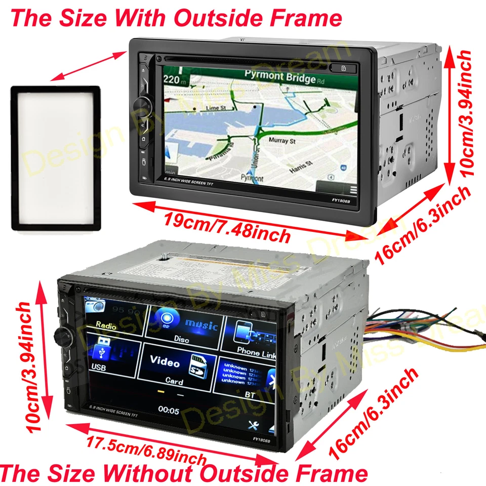 2 Din CD DVD Car Stereo Audio Vedio Fast System AUX Mirror Link For GPS Nav+Cam - Image 2 of 4
