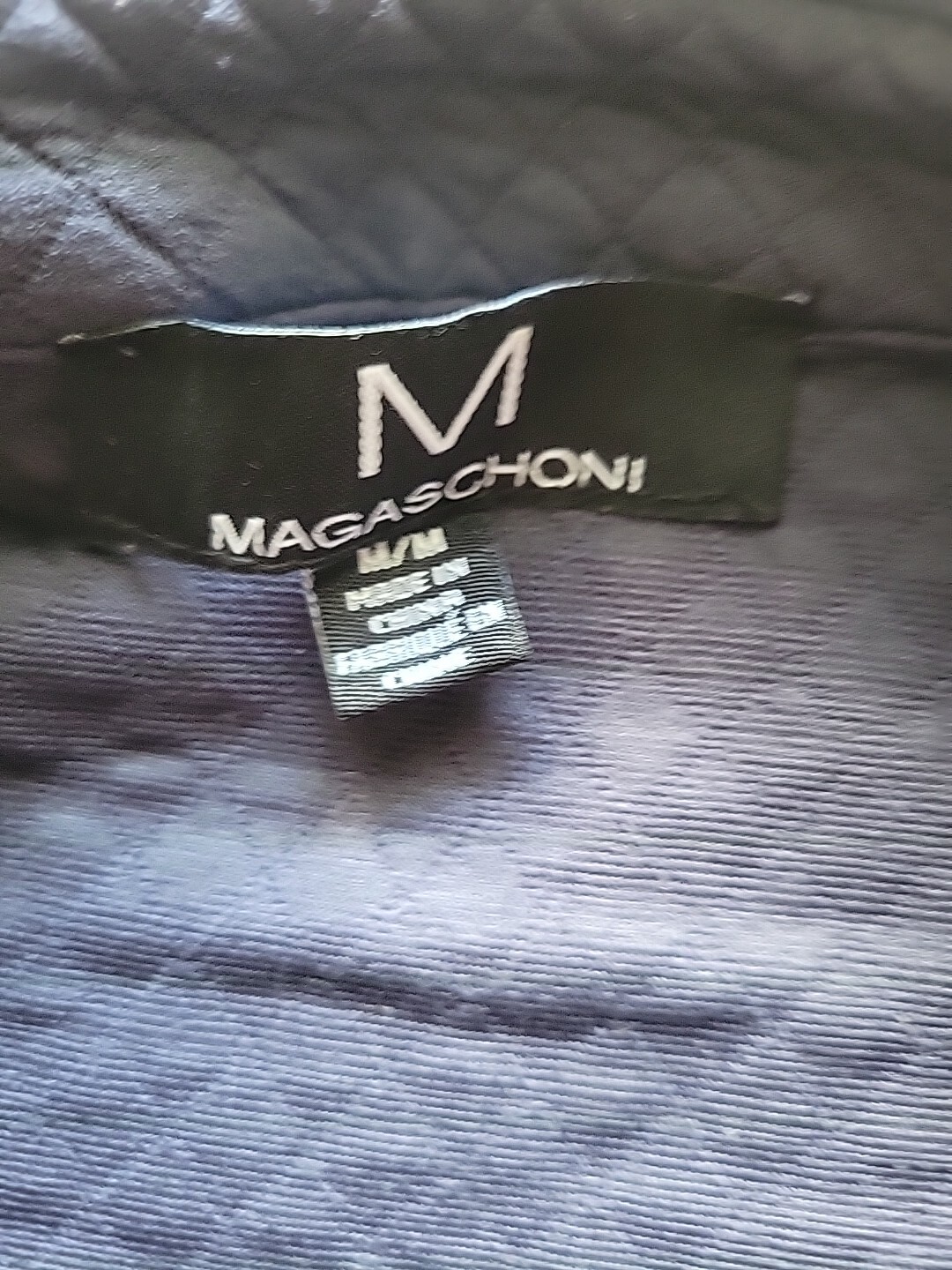 Magaschoni Button Down Diamond Pattern Shirt Blue… - image 3
