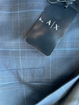 $495 A|X Armani Exchange Men's Slim Fit Navy Shadow Plaid Suit