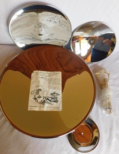 Vintage Mid-Century Kromex Chrome Single Tier Tidbit Serving Tray / Dish in box - Picture 3 of 4