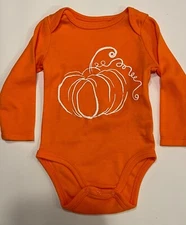NWT Infant Dot & Zazz Orange PUMPKIN Long  Sleeved One Piece Shirt 0-3m  7-12lb