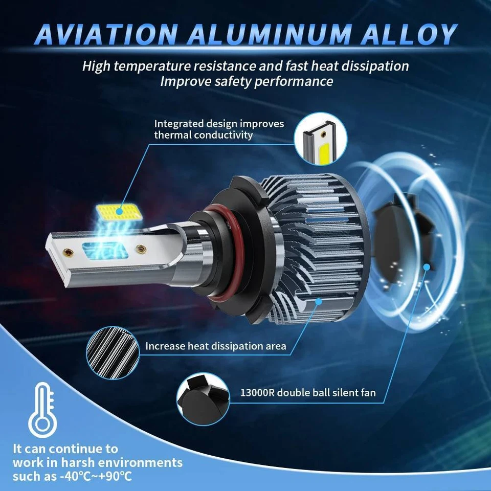 Kit combinado de 6 bombillas antiniebla LED para Mercury Cougar 2001-2002 6000K Foto 3 de 4