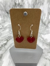 Heart Earrings Red Transparent Earrings Unique Handmade Jewelry Perfect Gift 
