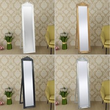 Standspiegel Ankleidespiegel Barock Landhausstil 160x40 Schwarz Weiß Gold Silber