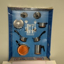 Vintage 8 Piece Chilton Toys Revere Ware Copper Bottom Miniature Aluminum Rep
