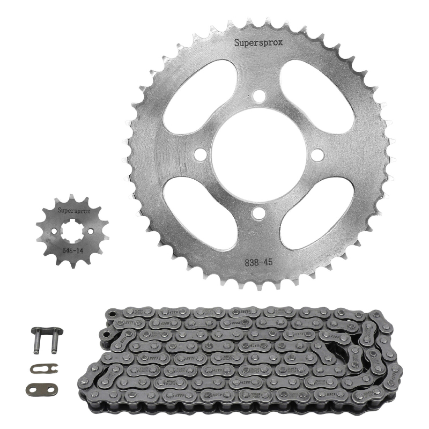 Kit chaine Yamaha YBR 125 anti-usure avec pignon 14 dents et couronne 45