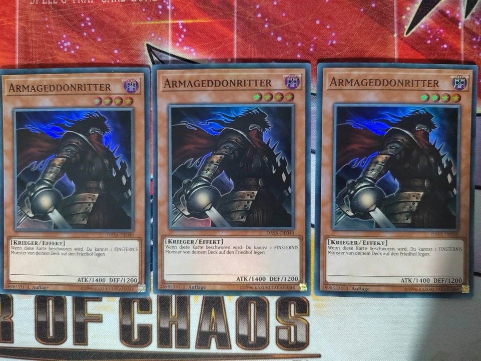 3x ARMAGEDDONRITTER 3x FINSTERER GREPHER - DASA-DE040 042 Super Rare NM Playset - Bild 3 von 4