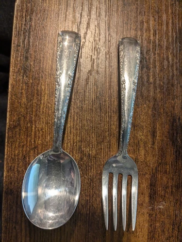 Camellia by Gorham Sterling Silver Baby Spoon & Fork Set 4 1/2" 42.5 g