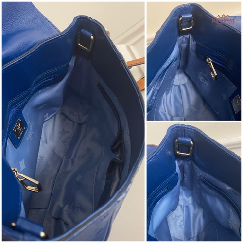 Authentic MCM Blue Monogram Embossed Leather Small Shoulder/Crossbody Bag - Picture 9 of 13