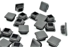 1" (25 mm) Black Square Tubing Plugs | Heavy Duty Snap‑In End Caps | 20 Pack