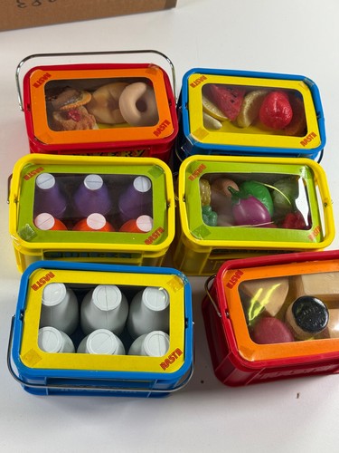 vtg 1985 NASTA Grocery Store Cart Crate Food w/ BOX milk bakery fruit cheese jui - Picture 3 of 12