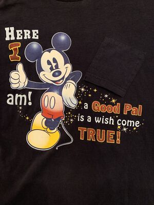 Disney Mickey Mouse Good Pal Here I Am Upside Down Pocket T shirt